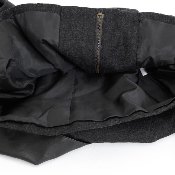 Sandro 100% wool black charcoal zipper front jacket with faux leather collar 10 - Picture 8 of 14